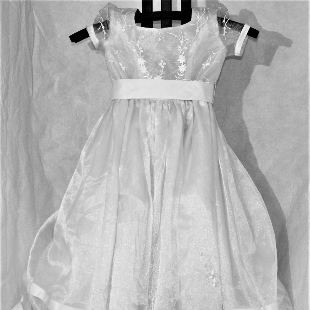 White Sheer and Satin Dress